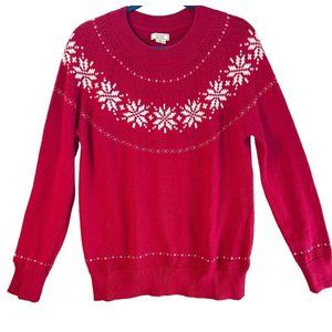 Fat Face Women's Red Holiday Snowflake Pointelle Jumper Sweater Size US 4 NWOT